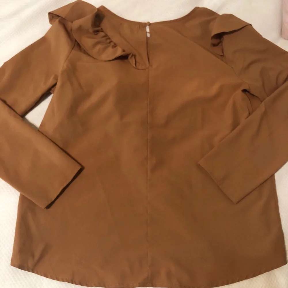 Kensie Gold Ruffle Blouse - Picture 3 of 5